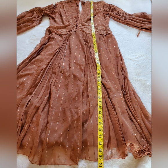 ASOS Design Pleated Long Sleeve Chiffon Dress Size 14 - Picture 7 of 9